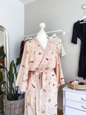 Kimono viscose / blush abstrait 2