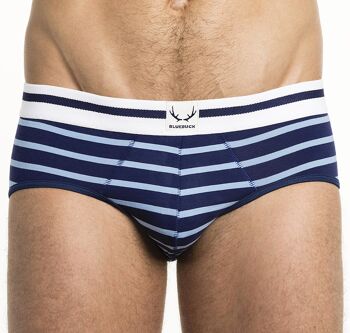 Slip bleu marine - rayures bleu clair