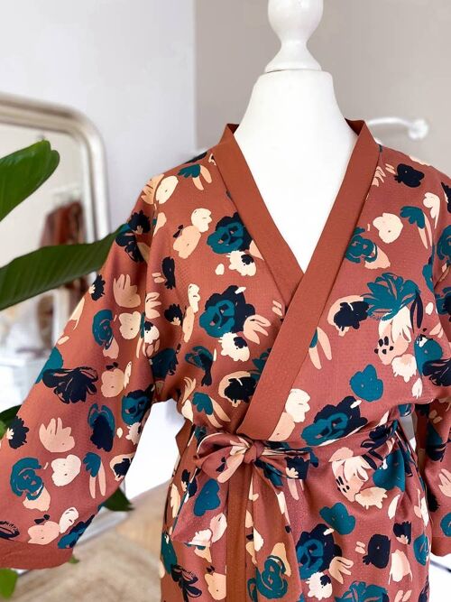 Terra cotta floral kimono
