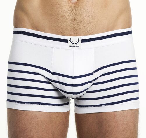 Shorty blanc rayures bleu marine