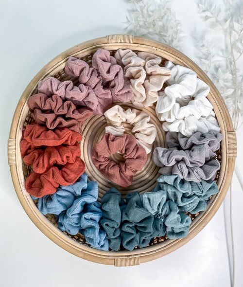 Linen muslin scrunchies