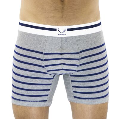 Boxer lunghi grigi a righe blu navy