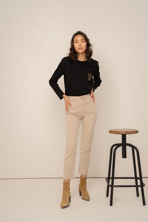 Jeans Marylin Momfit Cropped Straight BEIGE