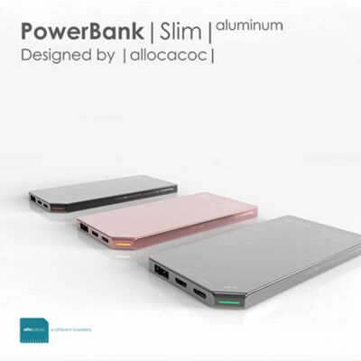 Allocacoc PowerBank |Slim| Aluminium 5000mah  (10528SV/PWBK50)