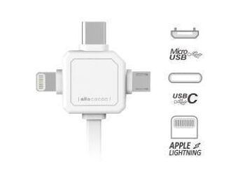Câble USB Allocacoc 3en1 - Type-C/Apple Lightning/Micro-USB (9003WT/USBC15) 2