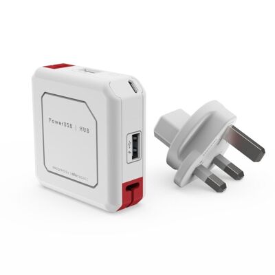 Allocacoc Alimentation USB |HUB| Concentrateur d'adaptateur de prise murale USB britannique à 4 voies (9303/UKUHUB)