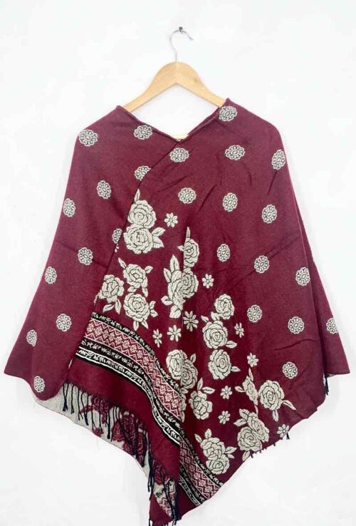 Poncho à motifs fleuri