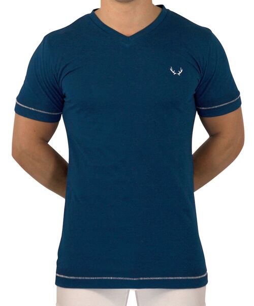 T-shirt bleu marine col en V