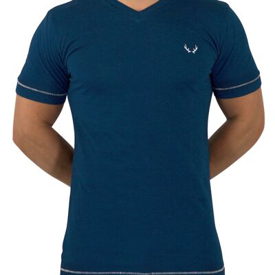 Camiseta azul marino con cuello de pico