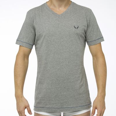 T-shirt gris col en V