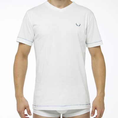 T-shirt bianca con scollo a V