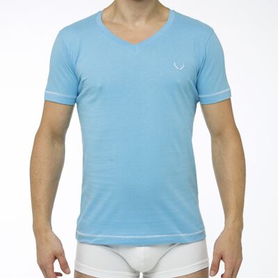 Hellblaues T-Shirt mit V-Ausschnitt