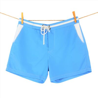 Sky blue swim shorts - white details