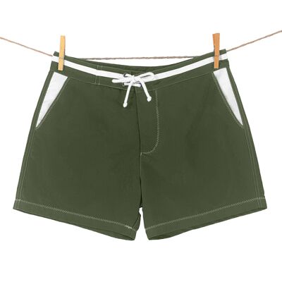 Short de bain khaki - détails blancs