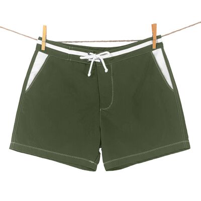 Khaki swim shorts - white details