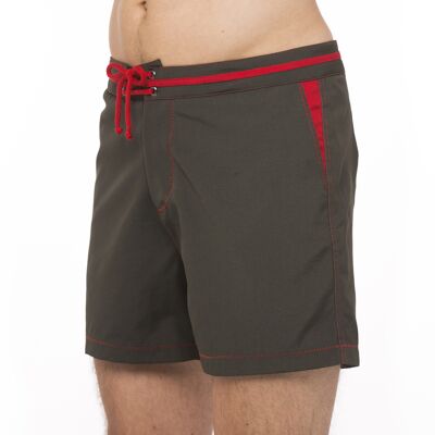 Shorts de baño caqui - detalles rojos
