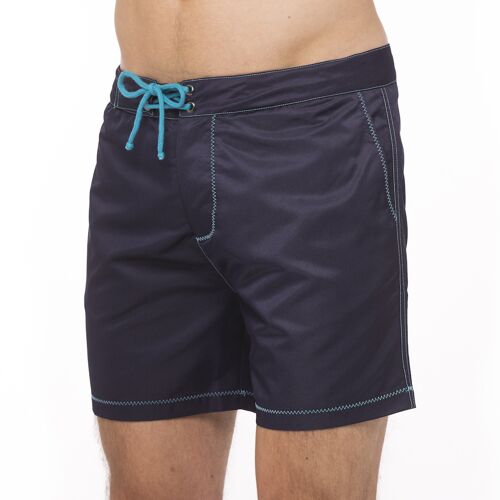 Short de bain bleu marine - détails turquoise