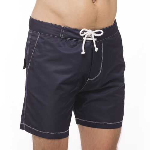 Short de bain bleu nuit - coutures blanches