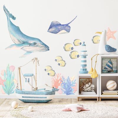 Wall Stories autocollant muraux pour enfants - Découvrir les couleurs -  Autocollants muraux interactifs pour chambre d'enfants - Grand autocollant