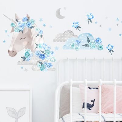 Sticker mural | Bleu Licorne