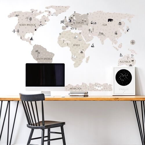 Wall Sticker | World Map Beige