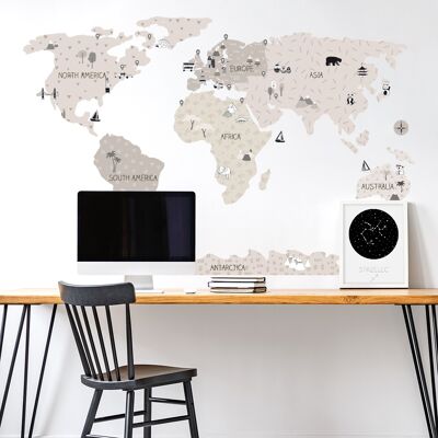 Sticker mural | Mappemonde Beige