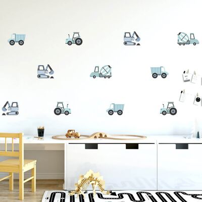 Wall Stickers | Construction Vehicles Blue