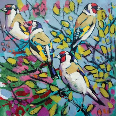NEW: Four Goldfinches - 1xNotecard Pack