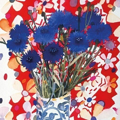 Cornflowers on Red