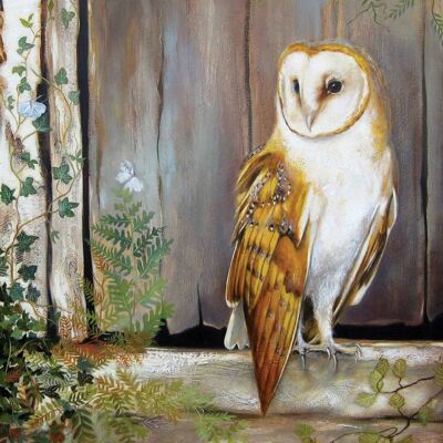 Owl by the Barn Door