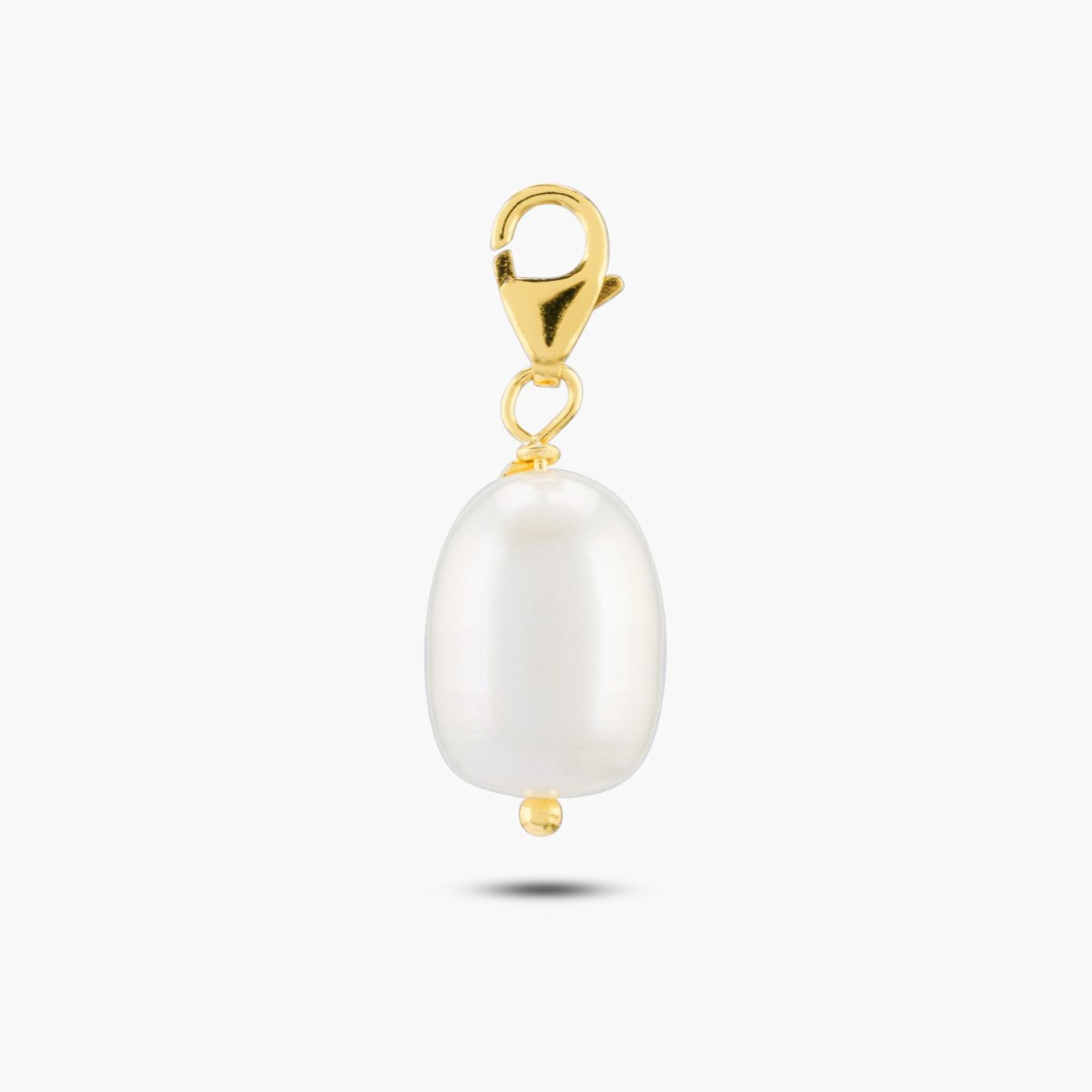 White Pearl Charm, 14K Gold Filled Crystal Pearl Charm, 5mm Pearl Hooplet,  Gold Ball Charm, Gold Earring Charms, Gold Charms, KL20-1024 