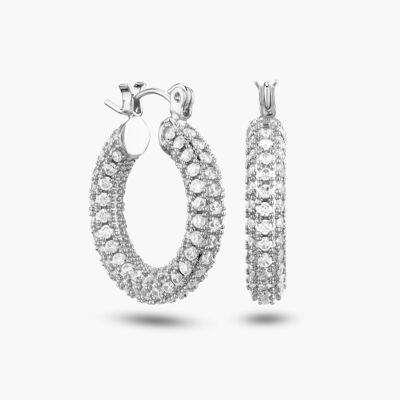 Pave Liz Hoops Silver
