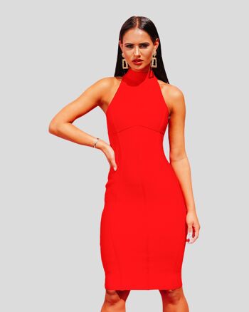 Robe bandage mi-longue rouge Coco 1