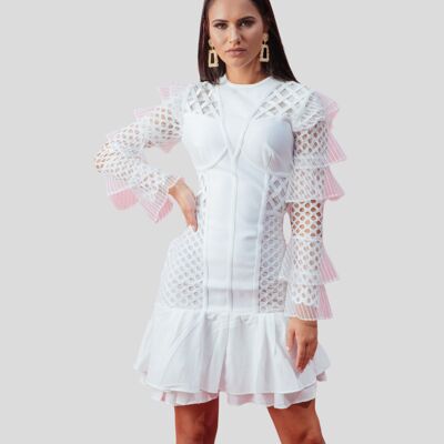 LORRAINE Weißes Midi-Bandage-Kleid