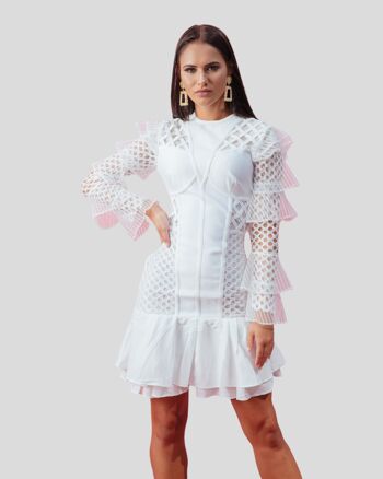 LORRAINE Robe bandage mi-longue blanche 1