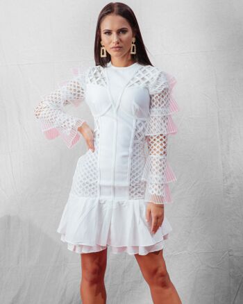 LORRAINE Robe bandage mi-longue blanche 3