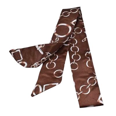 TARA Foulard en soie de luxe géométrique marron