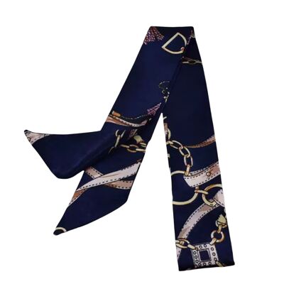 Pañuelo de seda de lujo geométrico azul TARA