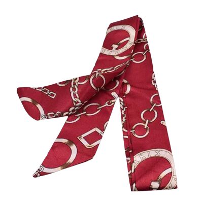 TARA Foulard en Soie de Luxe Géométrique Rouge