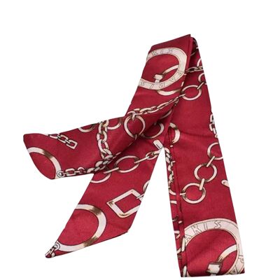Pañuelo de seda de lujo geométrico rojo TARA