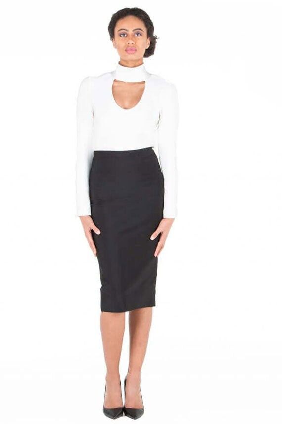 Black bandage hot sale midi skirt