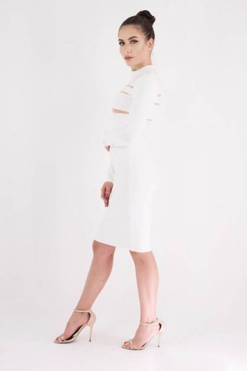 Shanti White Bandage Dress With Mesh - Medium