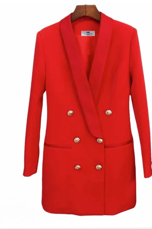 Hanah Red Double Breasted Blazer Dress
