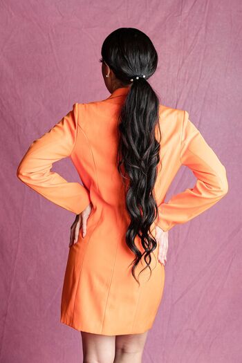 Robe blazer Amirah orange à double boutonnage 5