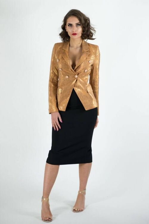 Adior Gold Double Breasted Blazer Jacket - Small - UK NEXT WORKING DAY DELIVERY AVAILABLE