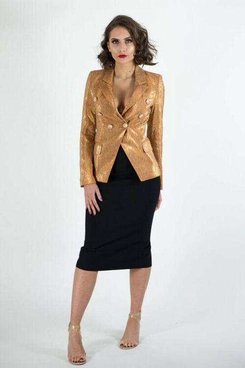 Adior Gold Double Breasted Blazer Jacket - Medium- SHIPS WITHIN 7-9 WORKING DAYS