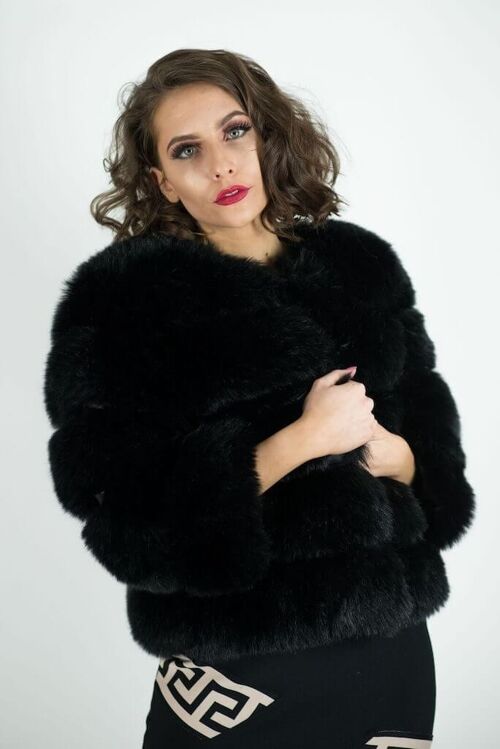 Adiva Black Soft Faux Fur Coat