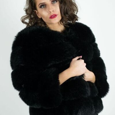Adiva Black Soft Faux Fur Coat