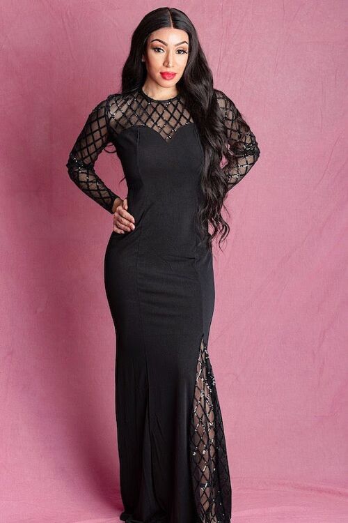 Sashae  Black Embellished Maxi Dress
