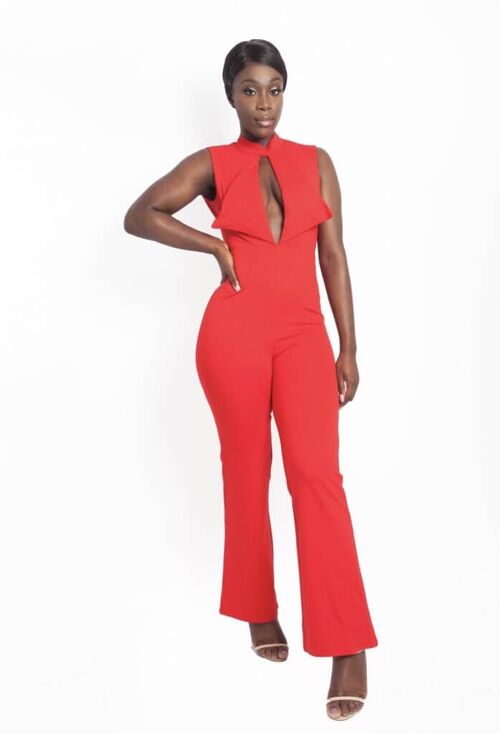Claudia Red Open Back Jumpsuit
